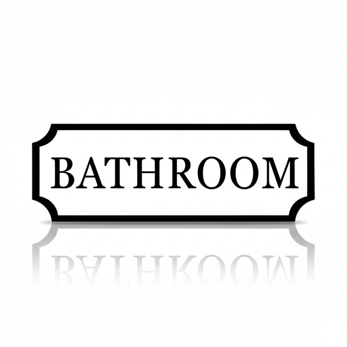 Modern Bathroom Sign, Custom Wall Plaque for Bathroom Areas, Loo Sign. White, Black, Grey – main view