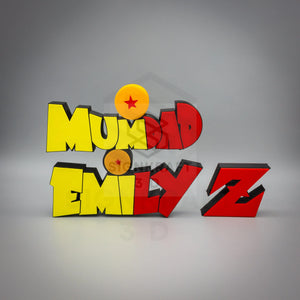 Custom Red Yellow Inspired Nameplate, Personalised 3D Printed Name Plate or Desk Sign, Boy or Girl Gift, Kids Room Sign, Anime Star Ball, Gamer Gift SignKraft3D