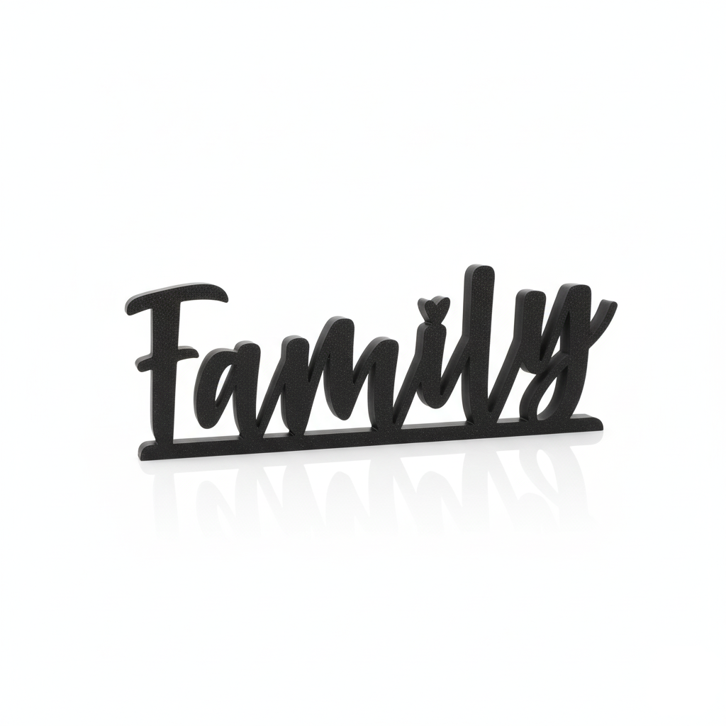 Family Tabletop Word Sign – Minimalist 3D Printed Home Decoration | Eco-Friendly PLA, 3 Sizes, Modern Style
