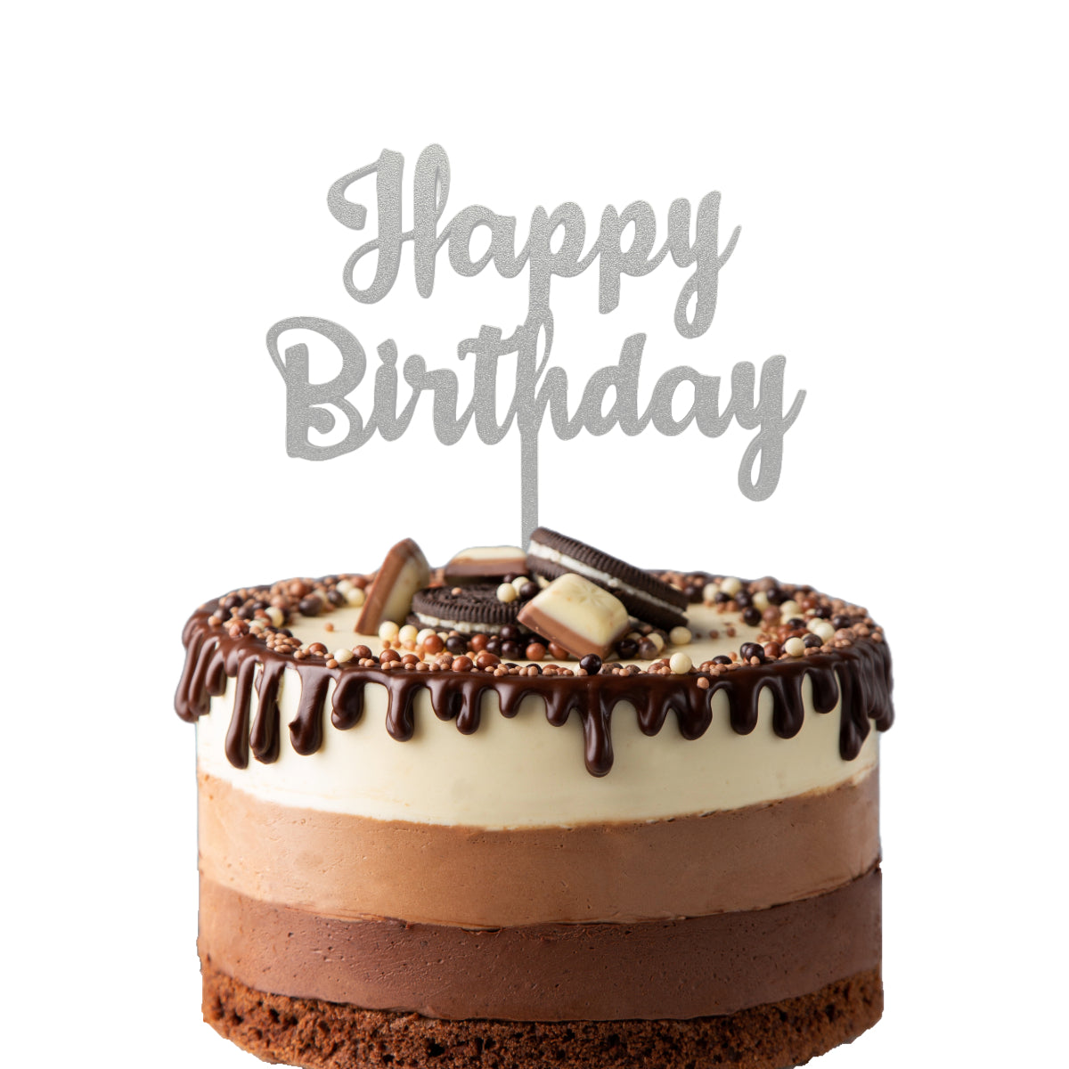 Happy Birthday Cake Topper, Party Theme, Custom Birthday Decoration, Black, Pink, Gold, Silver, Copper