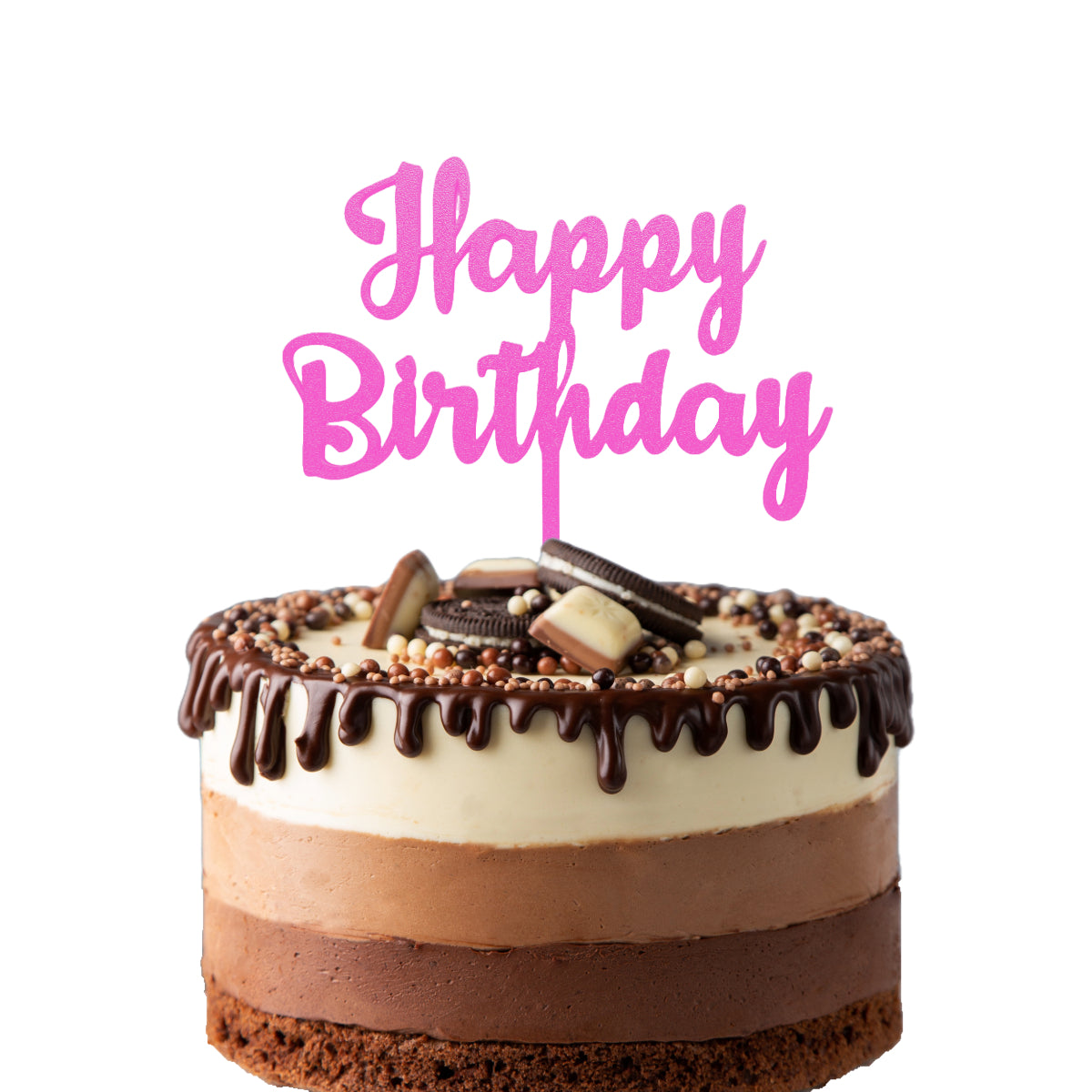 Happy Birthday Cake Topper, Party Theme, Custom Birthday Decoration, Black, Pink, Gold, Silver, Copper