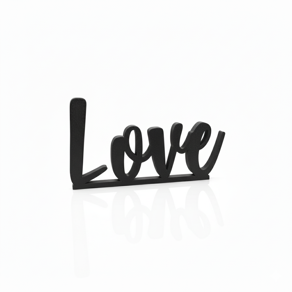 Black Love Tabletop Word Sign – Minimalist 3D Printed Home Decoration | Eco-Friendly PLA, 3 Sizes, Modern Style