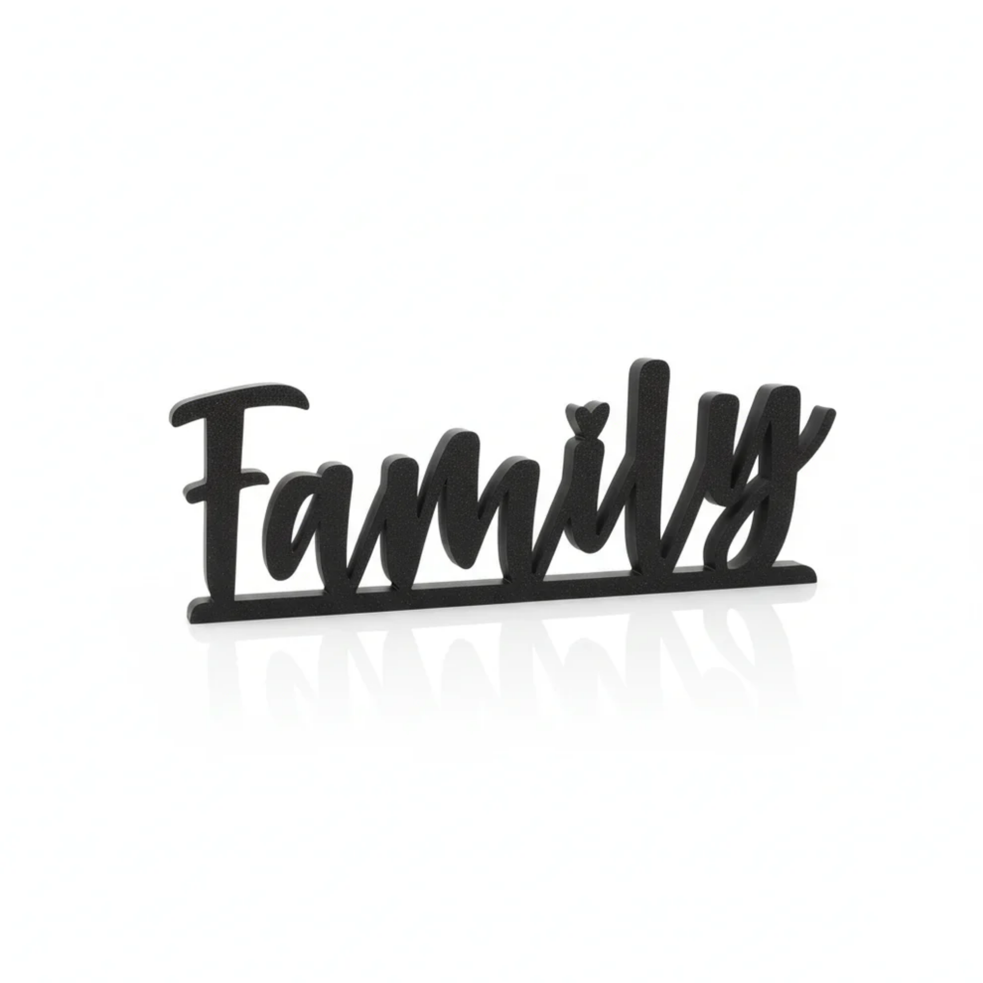 Black Family Tabletop Word Sign – Minimalist 3D Printed Home Decoration | Eco-Friendly PLA, 3 Sizes, Modern Style