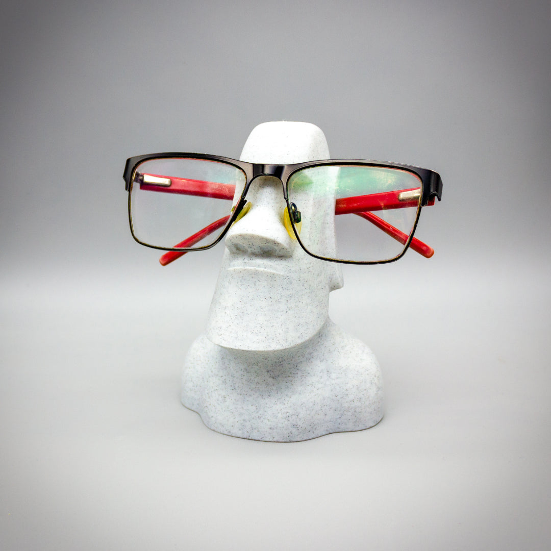Moai Glasses Holder, Spectacle Holder, Marble or Granite 3D Printed, Moai Statue Bust, Office Gift, History Bust, Eyeglasses Stand, Easter Island