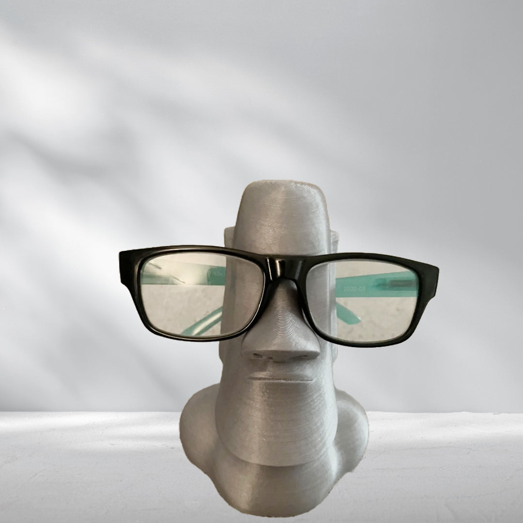 Moai Glasses Holder, Spectacle Holder, Marble or Granite 3D Printed, Moai Statue Bust, Office Gift, History Bust, Eyeglasses Stand, Easter Island