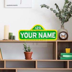 Personalized Sesame Street Inspired Nameplate, Custom Sesame Street Themed Name Plate, Kids Room Sign, Sesame Street Sign SignKraft3D
