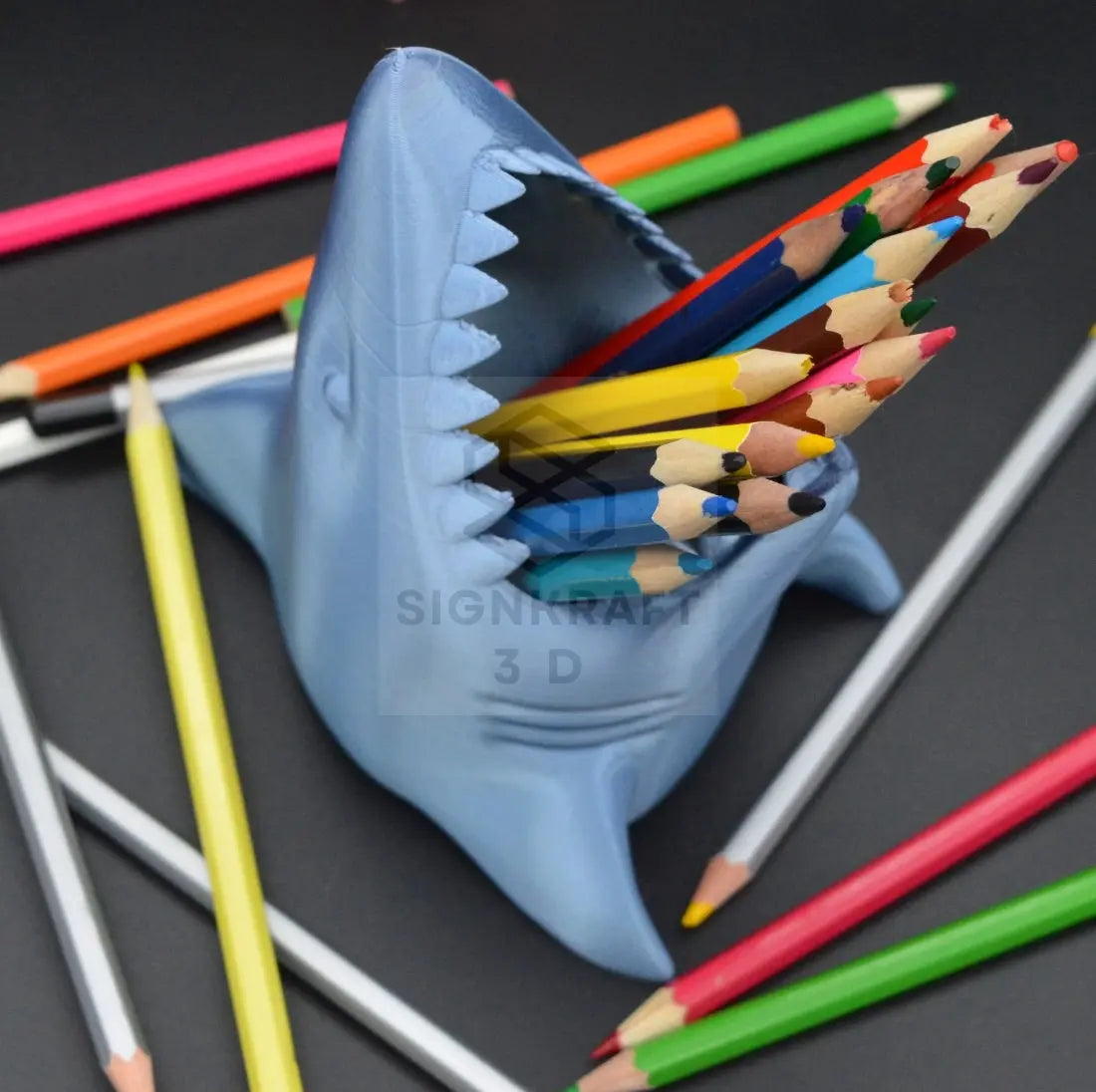 Shark Desk Pencil Holder | Kids Desk Pencil Organizer | Office or Desk essential | Great gift for Shark Lover | Modern Design SignKraft3D