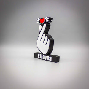 Custom Korean Love Hand Sign, KPOP Art Deco - SignKraft3D