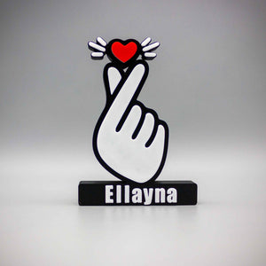 Custom Korean Love Hand Sign, KPOP Art Deco - SignKraft3D
