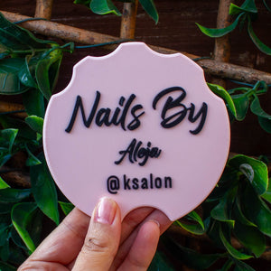 Custom Nail Art Photography Prop, Personalized Branding Disk, Nail Technician Prop, Nail Salon Display - Pastel Pink Black - SignKraft3D