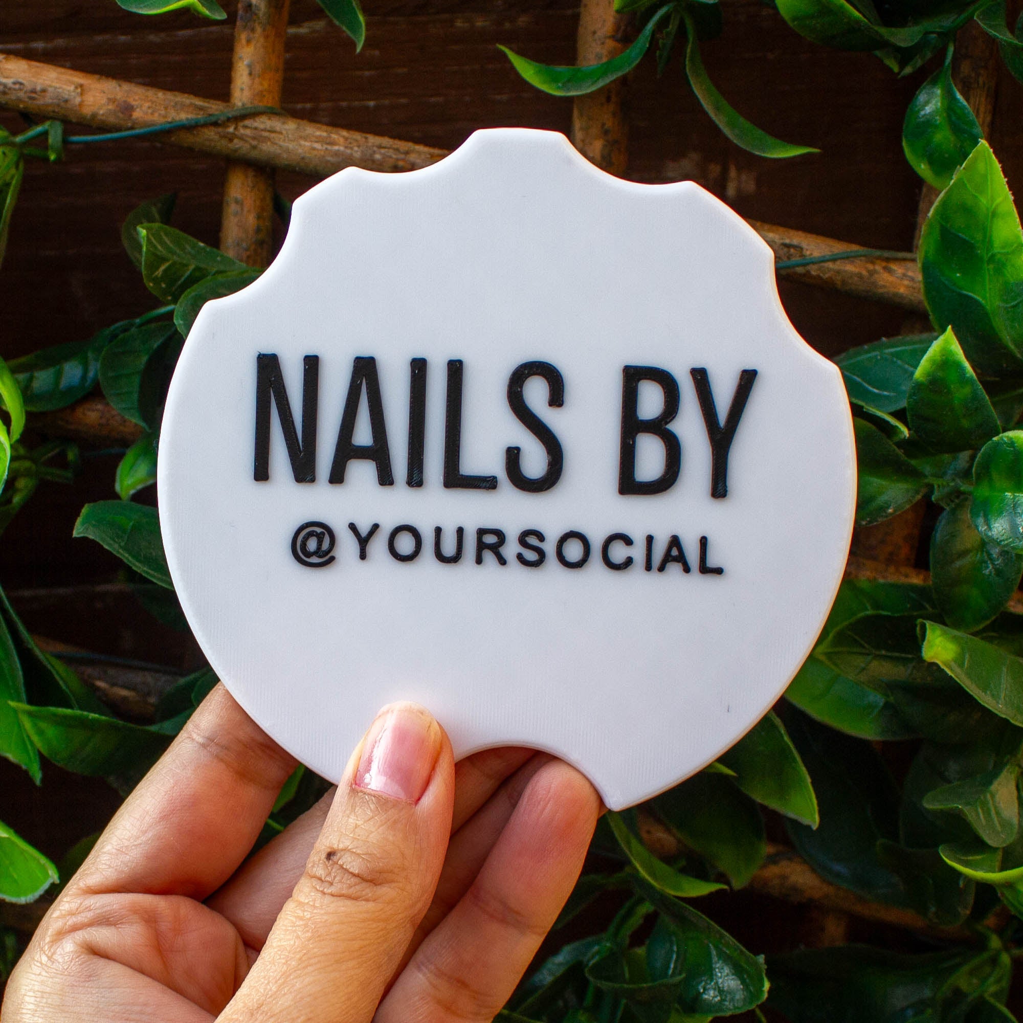 Custom Nail Art Photography Prop, Personalized Branding Disk, Nail Technician Prop, Nail Salon Display - White Black - SignKraft3D