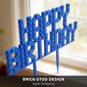 LEGO® Compatible Happy Birthday Cake Topper – Brick Party Decoration, 7 Colours