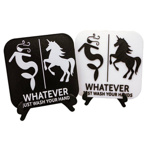 Funny Mermaid And Unicorn Gender Neutral Restroom Door Sign, Bathroom Decor for Nautical, Mermaid, Unicorn, Wall Decor - SignKraft3D