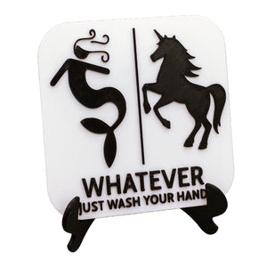 Funny Mermaid And Unicorn Gender Neutral Restroom Door Sign, Bathroom Decor for Nautical, Mermaid, Unicorn, Wall Decor - SignKraft3D