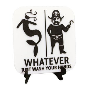 Funny Mermaid & Pirate Gender Neutral Restroom Door Sign, Bathroom Decor for Nautical, Mermaid, Pirate, Wall Decor - SignKraft3D