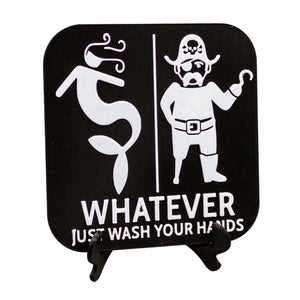 Funny Mermaid & Pirate Gender Neutral Restroom Door Sign, Bathroom Decor for Nautical, Mermaid, Pirate, Wall Decor - SignKraft3D