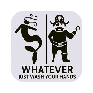 Funny Mermaid & Pirate Gender Neutral Restroom Door Sign, Bathroom Decor for Nautical, Mermaid, Pirate, Wall Decor - SignKraft3D