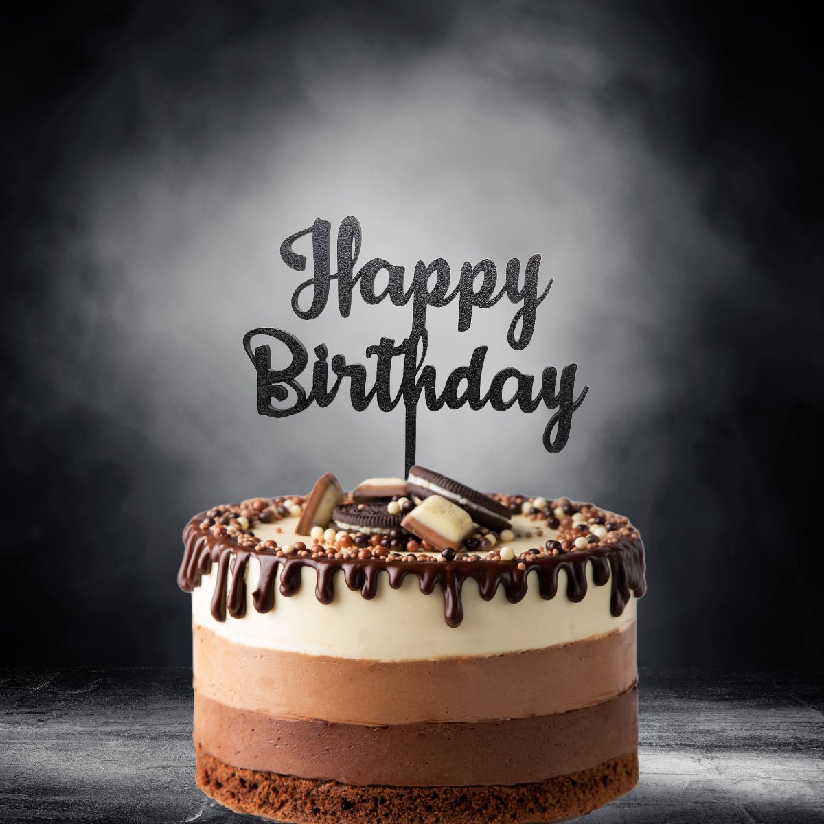 Happy Birthday Cake Topper, Party Theme, Custom Birthday Decoration, Black, Pink, Gold, Silver, Copper - SignKraft3D