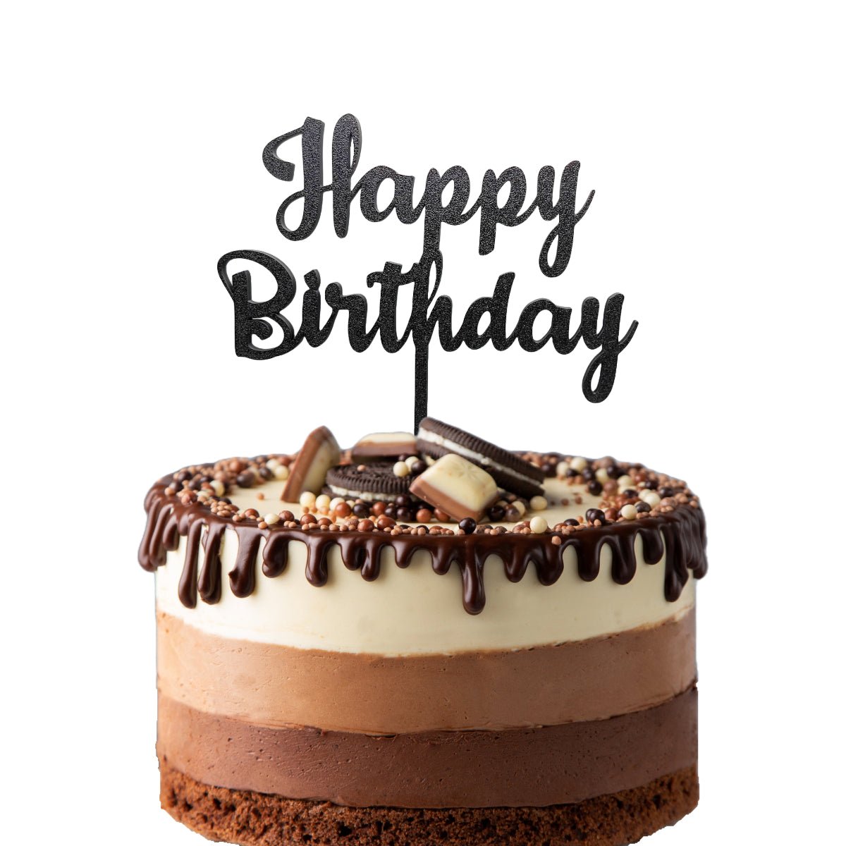 Happy Birthday Cake Topper, Party Theme, Custom Birthday Decoration, Black, Pink, Gold, Silver, Copper - SignKraft3D