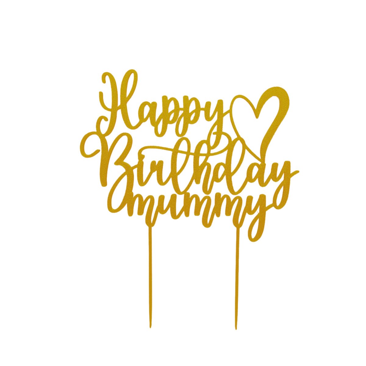 Happy Birthday Mummy Cake Topper – Elegant Glitter Gold, Silver, Black & Copper Decoration with Heart Design for Mum’s Birthday Celebration - SignKraft3D