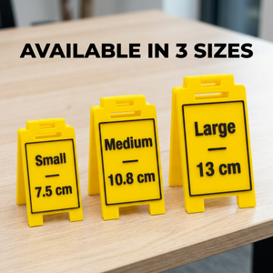 On A Call mini floor sign size comparison with mini medium and large options