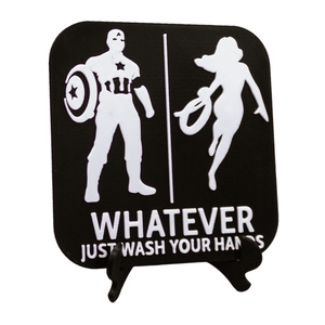 Super Hero And Super Woman Gender Neutral Restroom Door Sign, Bathroom Decor for Nautical, Mermaid, Pirate, Wall Decor - SignKraft3D