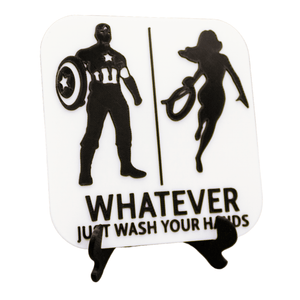 Super Hero And Super Woman Gender Neutral Restroom Door Sign, Bathroom Decor for Nautical, Mermaid, Pirate, Wall Decor - SignKraft3D