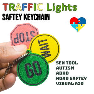 Traffic Light Communication Keychain | Stop, Wait, Go Visual Aid for Autism & ADHD | Emotional Regulation & Social Cue Support Tool - SignKraft3D