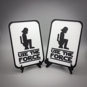 Use The Force Bathroom Sign, Funny Toilet Sign, Decorative Bathroom Sign, Wall Art - SignKraft3D