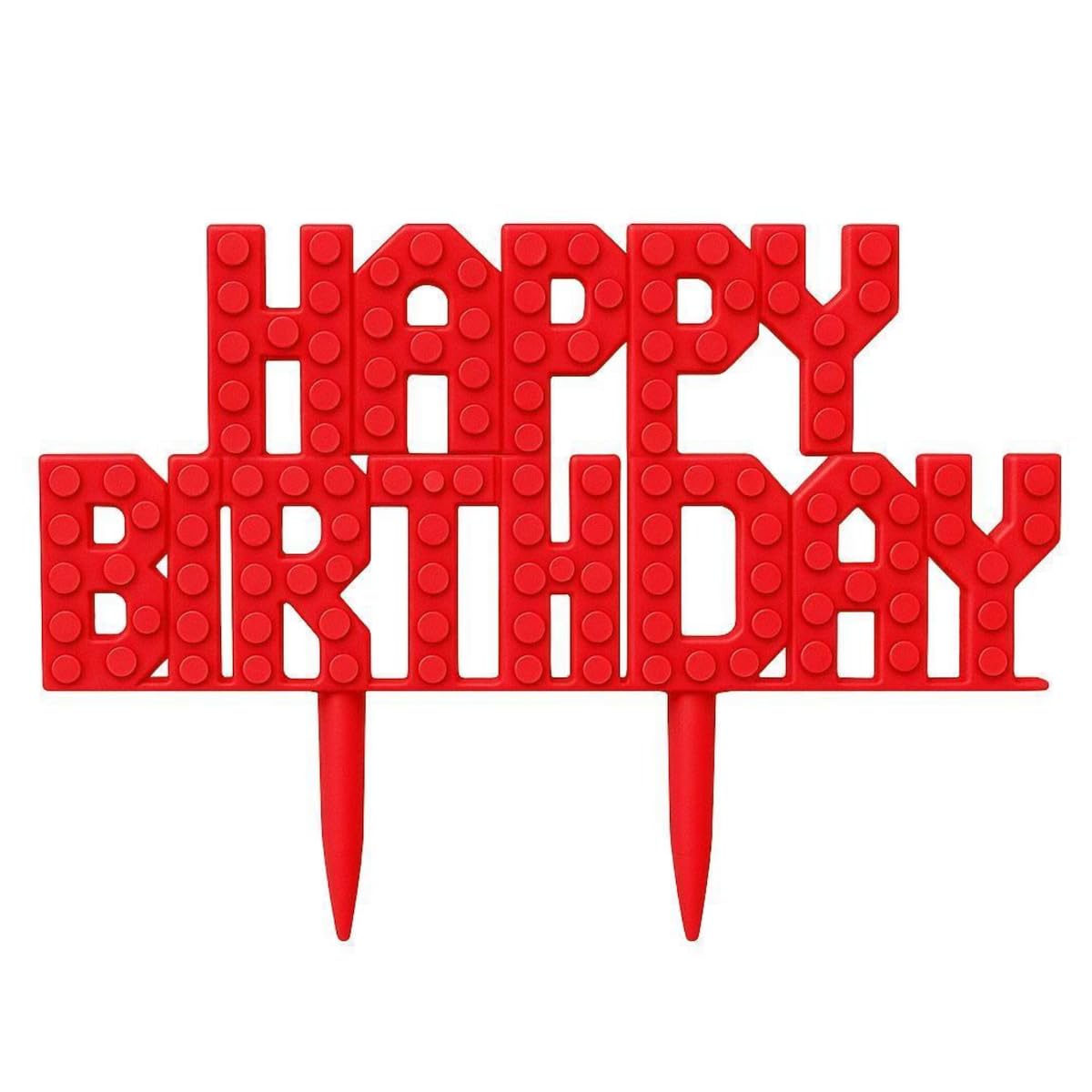 Bricks-Compatible Happy Birthday Cake Topper | Custom Block Party Decoration