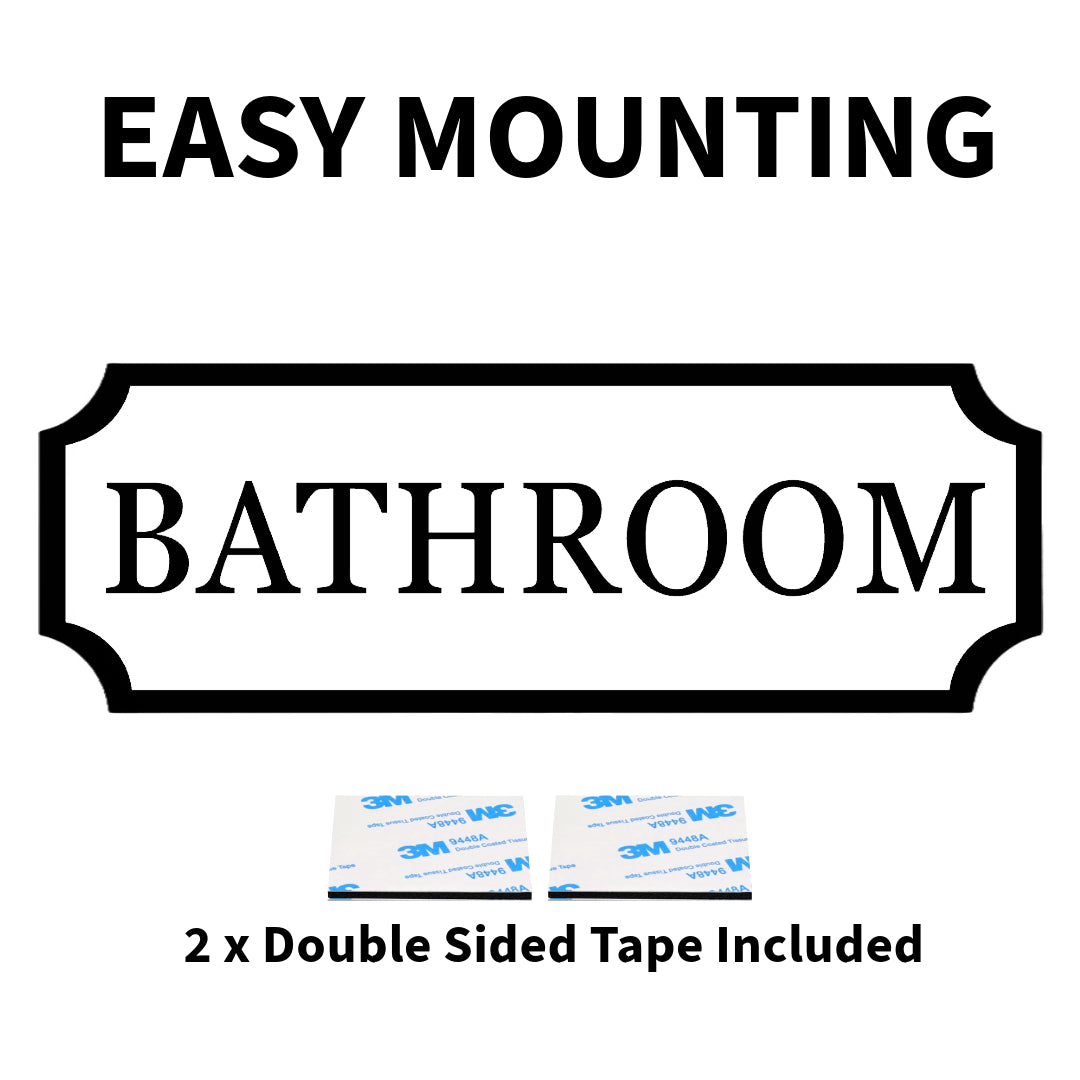 Modern Bathroom Sign, Custom Wall Plaque for Bathroom Areas, Loo Sign. White, Black, Grey