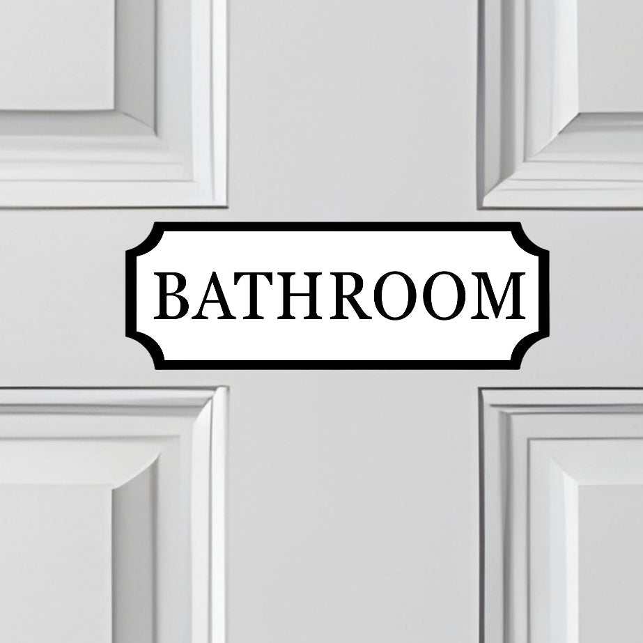 Modern Bathroom Sign, Custom Wall Plaque for Bathroom Areas, Loo Sign. White, Black, Grey