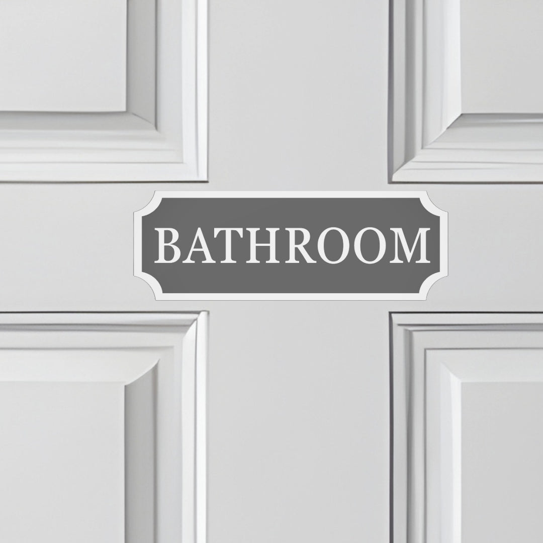 Modern Bathroom Sign, Custom Wall Plaque for Bathroom Areas, Loo Sign. White, Black, Grey