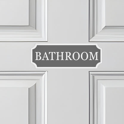 Modern Bathroom Sign, Custom Wall Plaque for Bathroom Areas, Loo Sign. White, Black, Grey