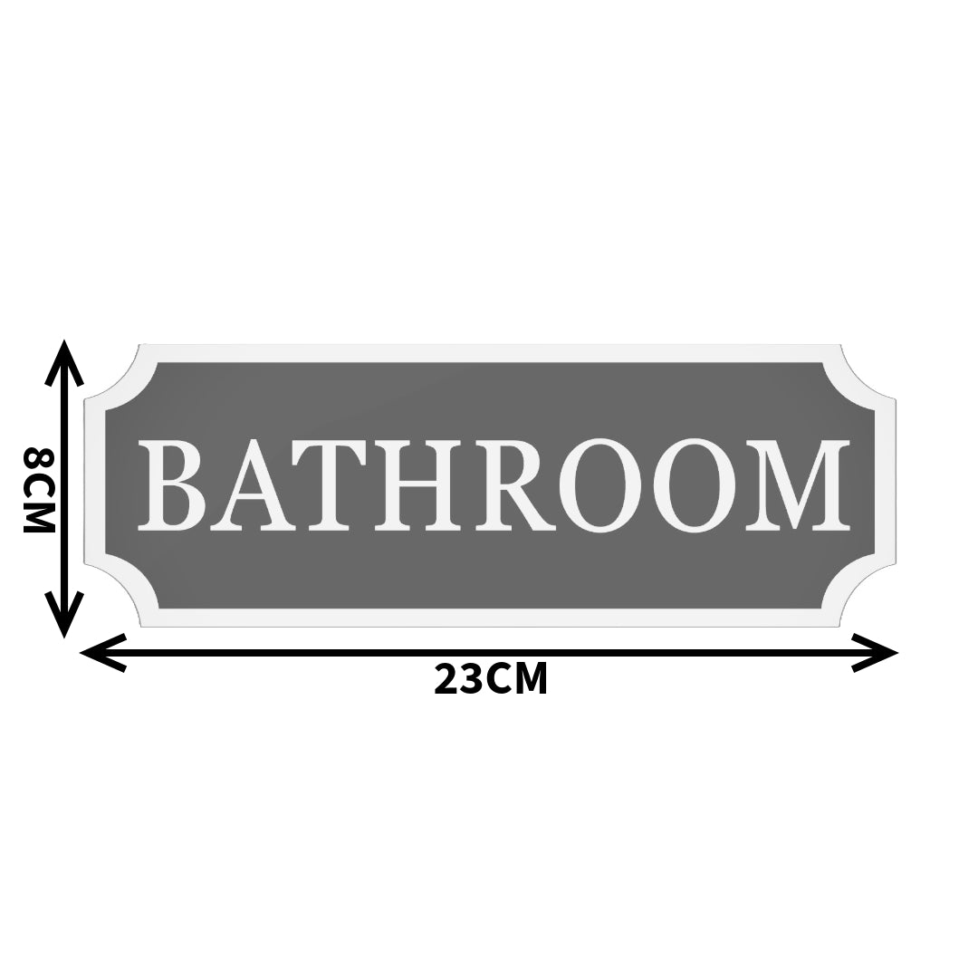 Modern Bathroom Sign, Custom Wall Plaque for Bathroom Areas, Loo Sign. White, Black, Grey