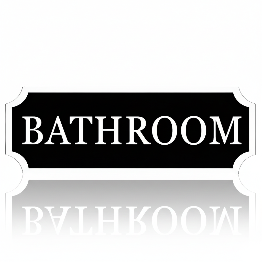 Modern Bathroom Sign, Custom Wall Plaque for Bathroom Areas, Loo Sign. White, Black, Grey