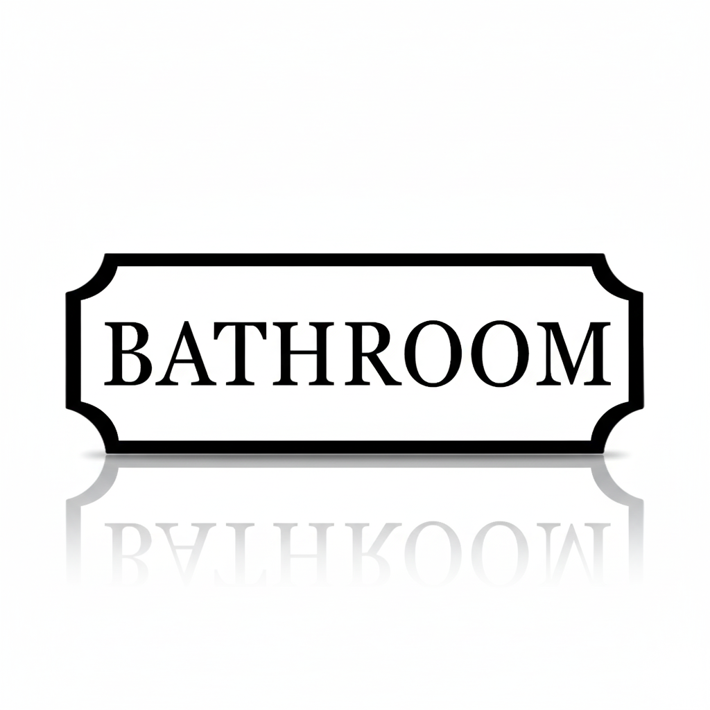 Modern Bathroom Sign, Custom Wall Plaque for Bathroom Areas, Loo Sign. White, Black, Grey
