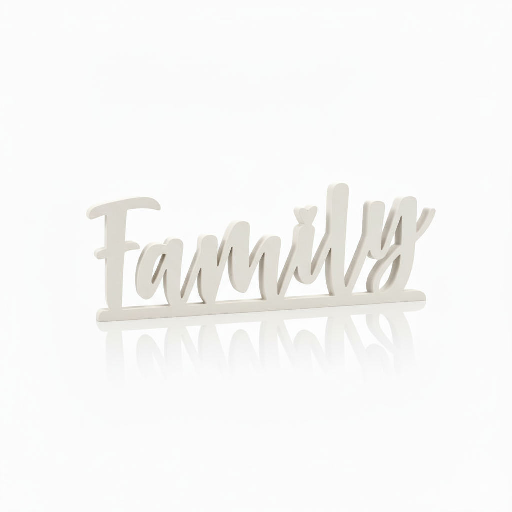 Family Tabletop Word Sign – Minimalist 3D Printed Home Decoration | Eco-Friendly PLA, 3 Sizes, Modern Style
