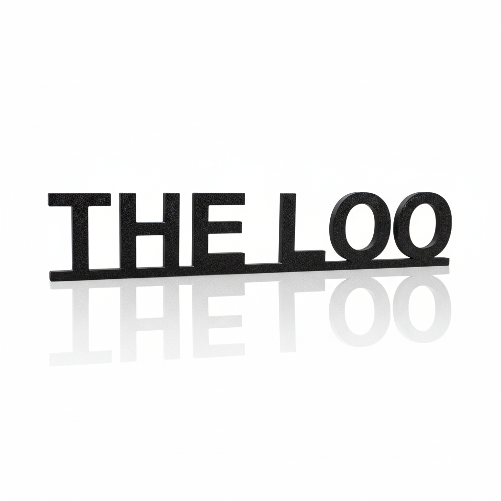 The LOO Sign, Modern Black Nordic Bathroom Wall Art, Toilet Décor, Free-Standing or Adhesive Door Topper