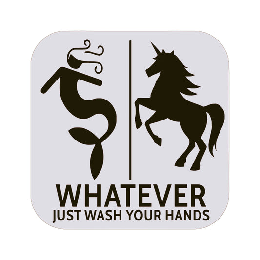 Funny Mermaid And Unicorn Gender Neutral Restroom Door Sign, Bathroom Decor for Nautical, Mermaid, Unicorn, Wall Decor