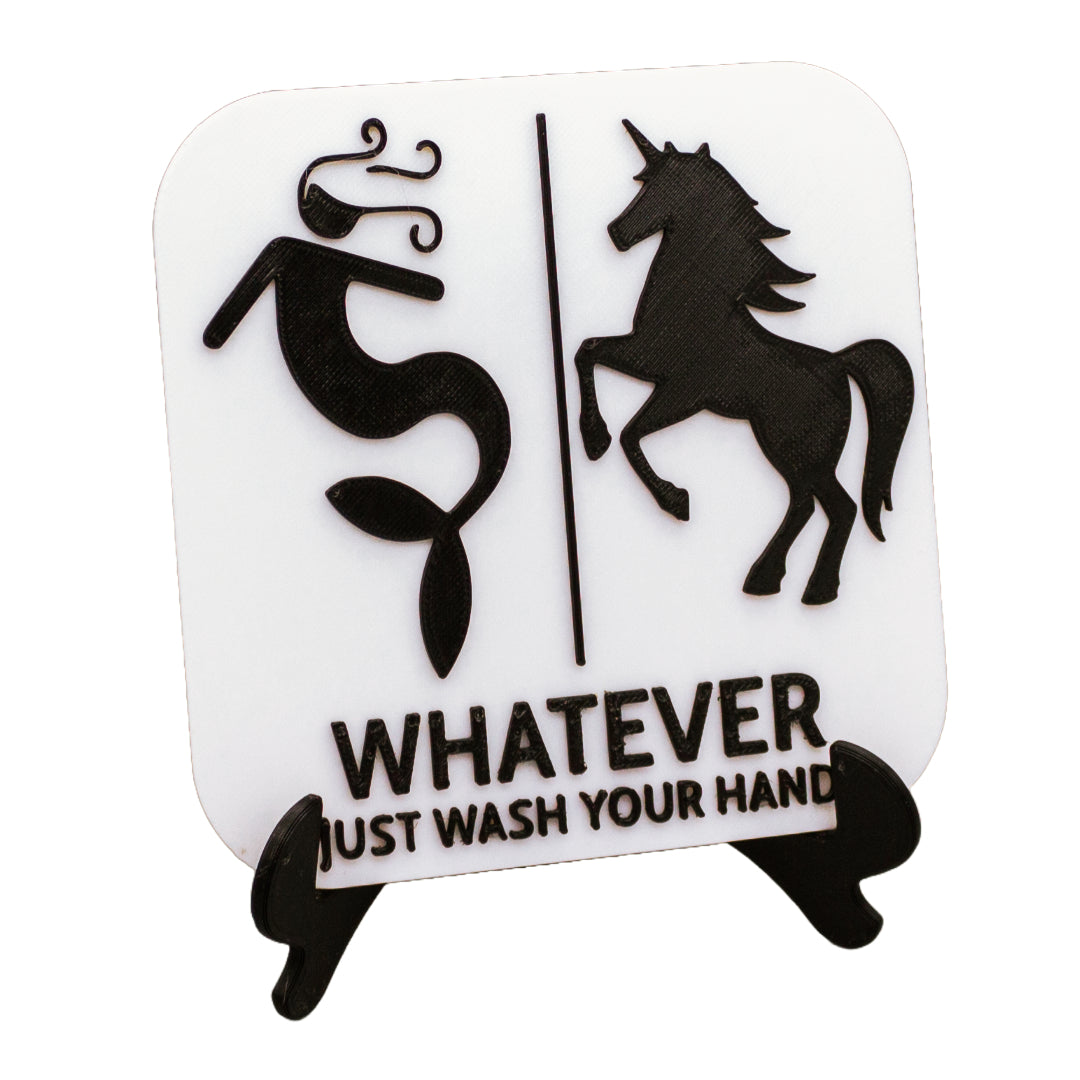 Funny Mermaid And Unicorn Gender Neutral Restroom Door Sign, Bathroom Decor for Nautical, Mermaid, Unicorn, Wall Decor