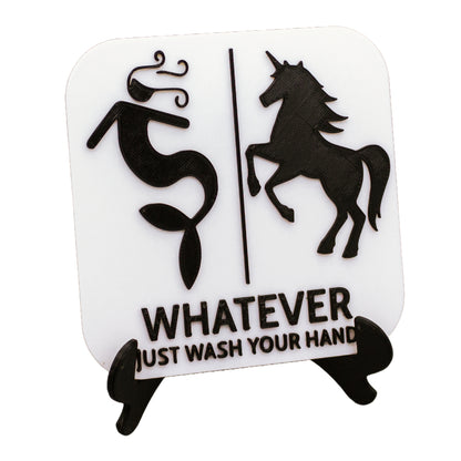 Funny Mermaid And Unicorn Gender Neutral Restroom Door Sign, Bathroom Decor for Nautical, Mermaid, Unicorn, Wall Decor