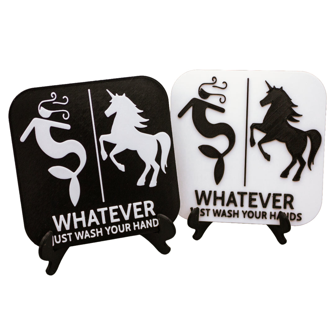 Funny Mermaid And Unicorn Gender Neutral Restroom Door Sign, Bathroom Decor for Nautical, Mermaid, Unicorn, Wall Decor