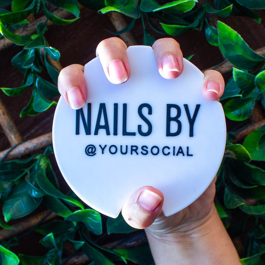 Custom Nail Art Photography Prop, Personalized Branding Disk, Nail Technician Prop, Nail Salon Display - White Black