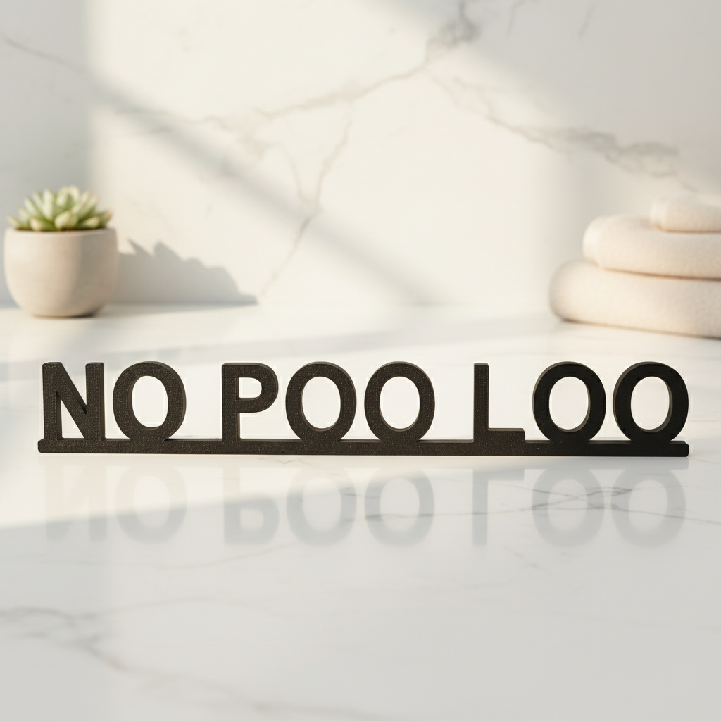 Scandinavian Style “NO POO LOO” Door Sign – Black Nordic Bathroom Plaque