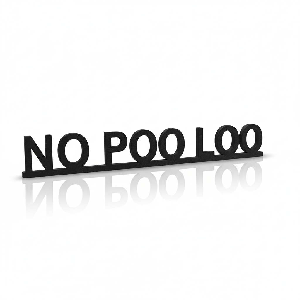 Scandinavian Style “NO POO LOO” Door Sign – Black Nordic Bathroom Plaque
