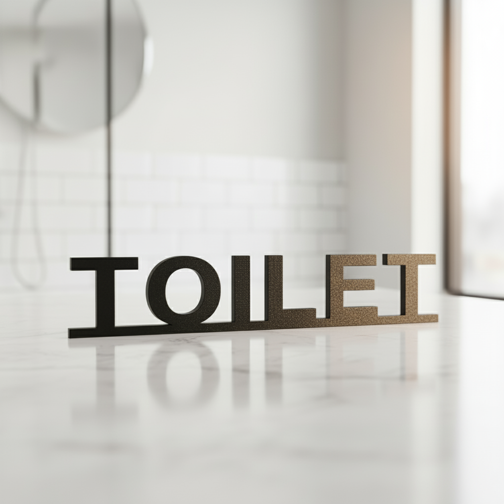 Scandinavian Style “TOILET” Door Topper Sign – Black Nordic TOILET Plaque