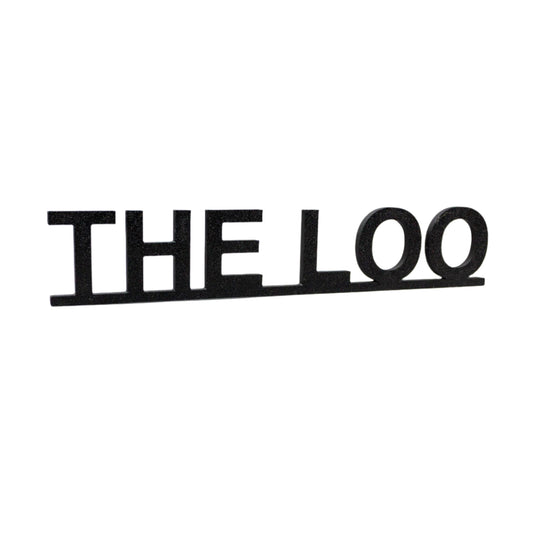 The LOO Sign, Modern Black Nordic Bathroom Wall Art, Toilet Décor, Free-Standing or Adhesive Door Topper