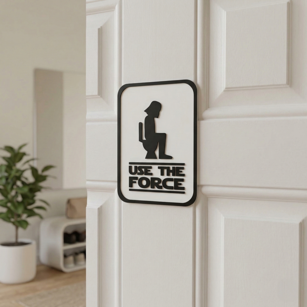 Use The Force Bathroom Sign, Funny Toilet Sign, Decorative Bathroom Sign, Wall Art