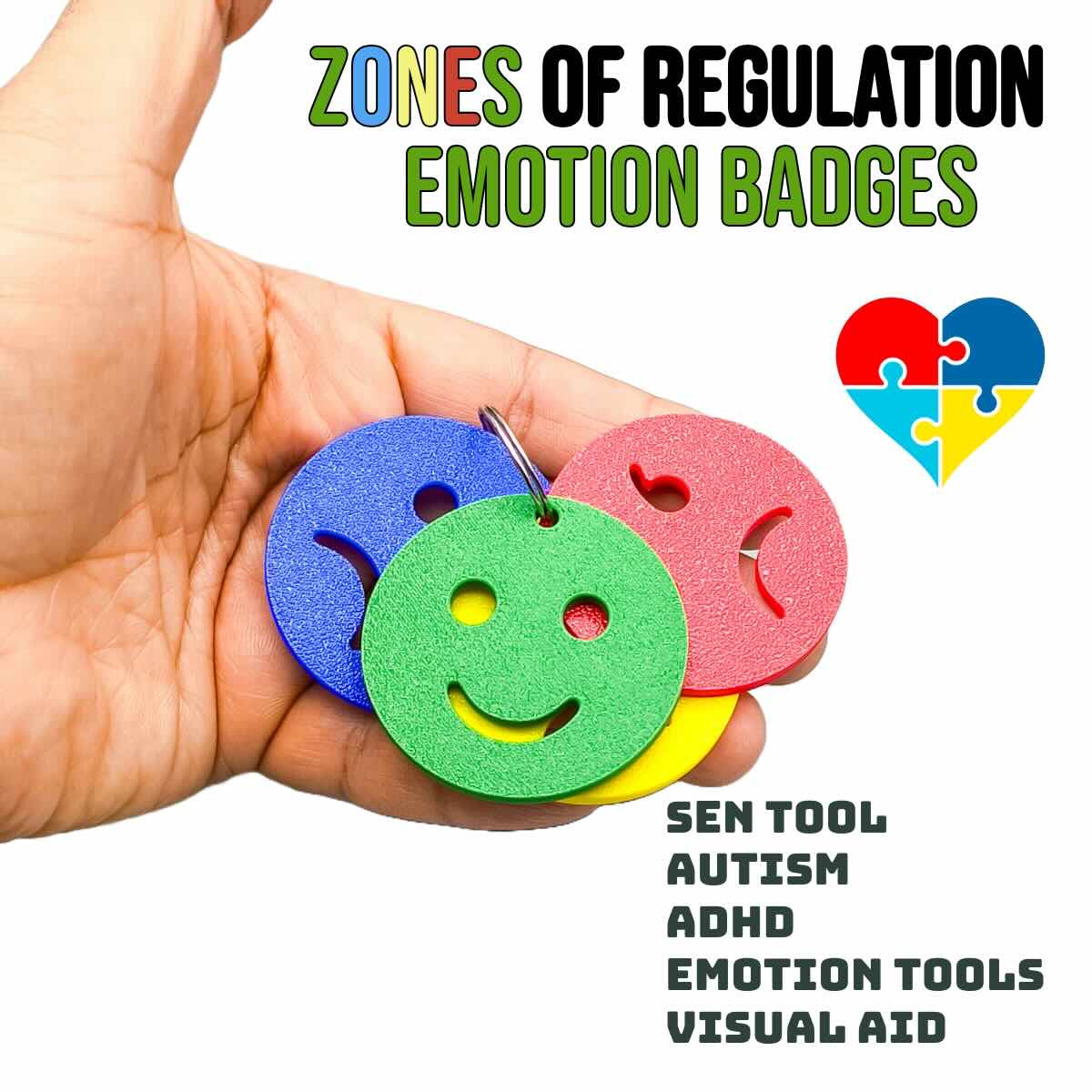 Zones of Regulation Emotions Keychain for Non-Verbal